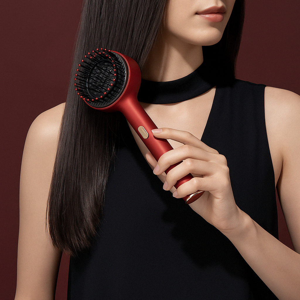 🪮 Cepillo Masajeador Todo en Uno Eléctrico con Luz Roja para el Cuidado Capilar