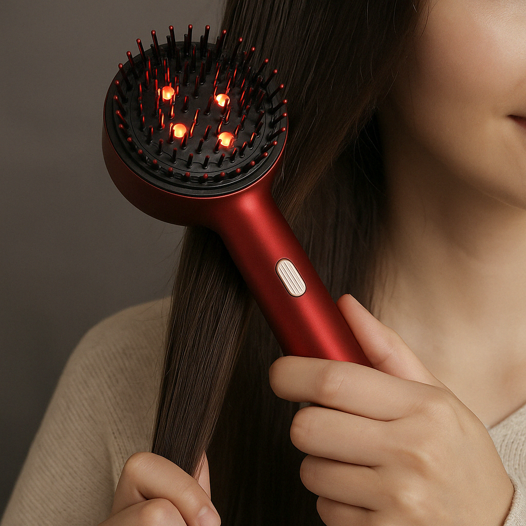 🪮 Cepillo Masajeador Todo en Uno Eléctrico con Luz Roja para el Cuidado Capilar
