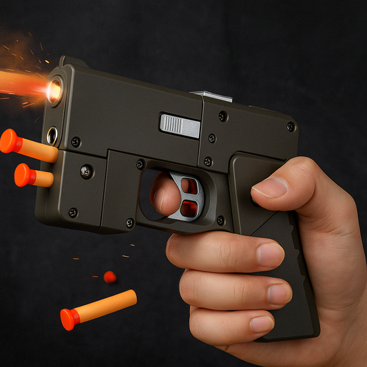 🔫 Juguete de Funda de iPhone con Lanza-Dardos de Goma Incorporado